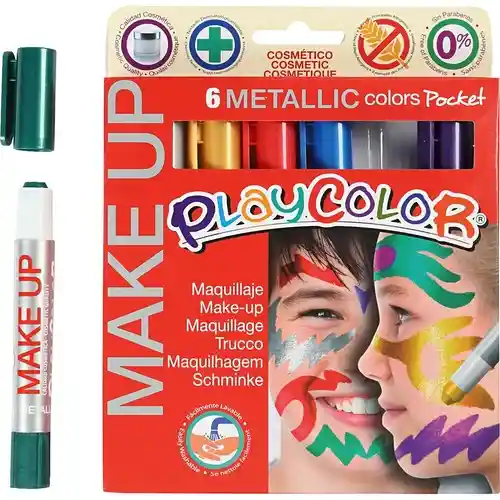 Playcolor Make Up Metallic Pocket - Maquillaje - 6 Colores Metallicos Surtidos