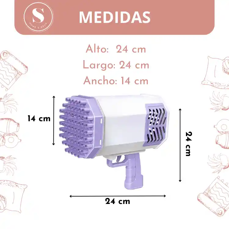 Pistola Lanza Burbujas Bateria Recargable