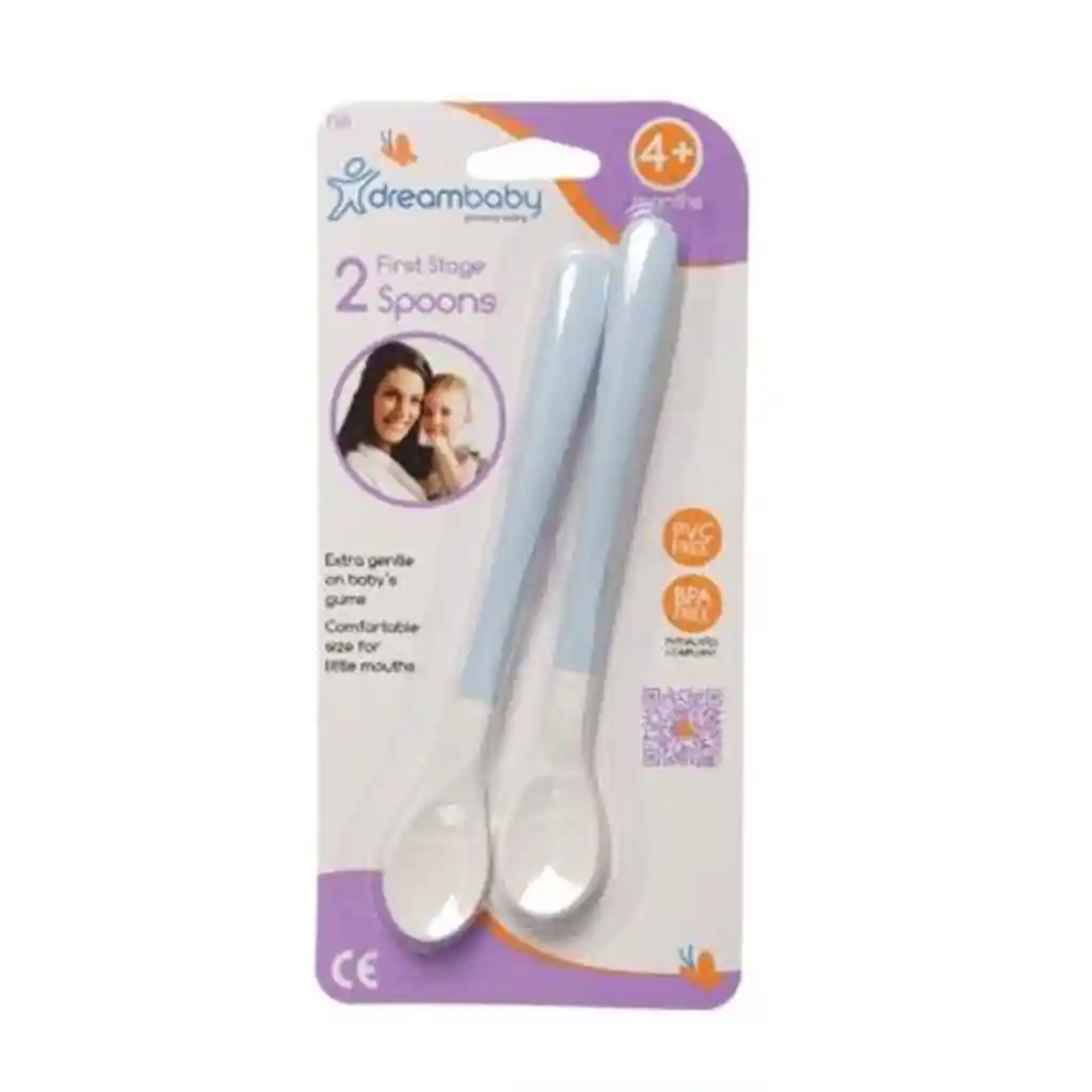 Dreambaby Pack 2 Cucharas Primera Etapa 4+ Meses Celeste