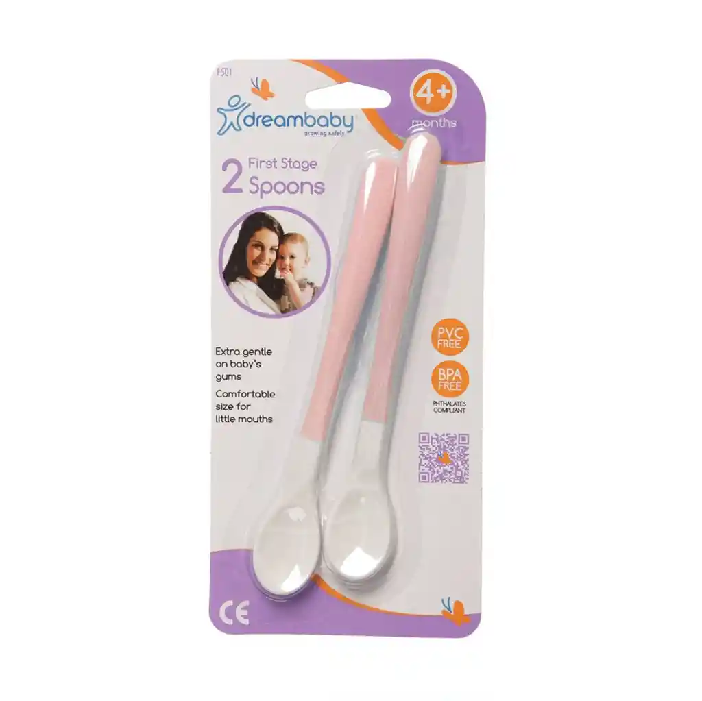 Dreambaby Pack 2 Cucharas Primera Etapa 4+ Meses Rosada