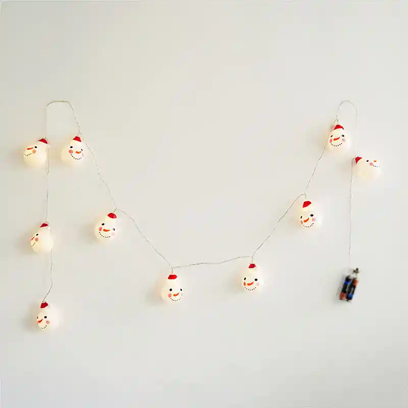 Guirnalda De Luces Cara De Muñeco De Nieves 10t 4.8cm 6.5cm