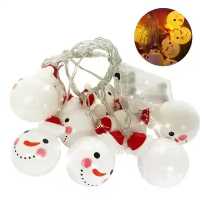 Guirnalda De Luces Cara De Muñeco De Nieves 10t 4.8cm 6.5cm