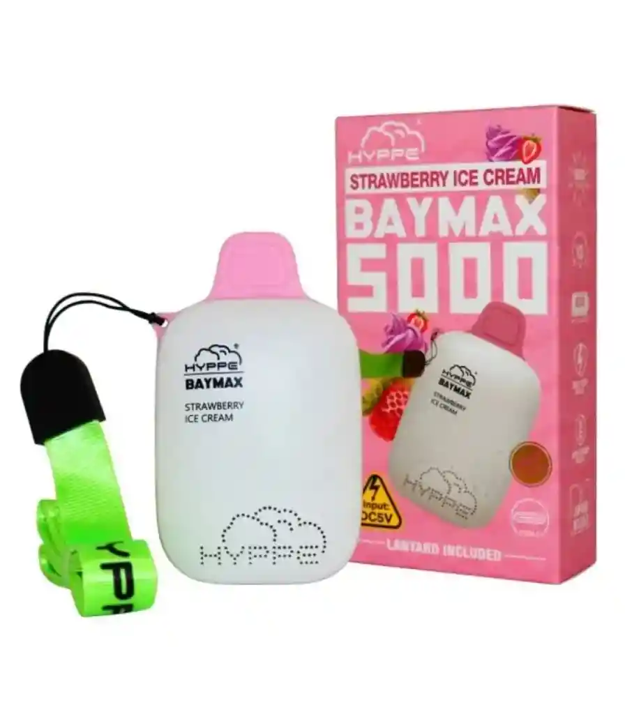 Vaporizador Desechable Hyppe Baymax 5000 Puffs Strawberry Ice Cream