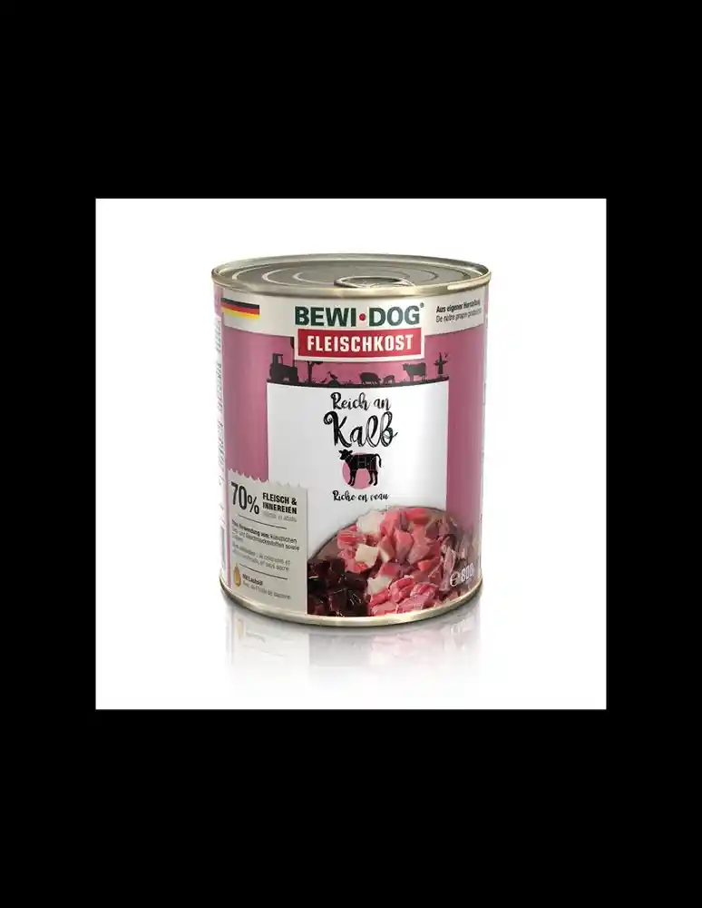 Bewidog Perros Adultos Alimento Húmedo Rico En Ternera Lata 800 Gr