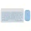 Pack Teclado + Mouse Bluetooth Electro Movil Color Celeste