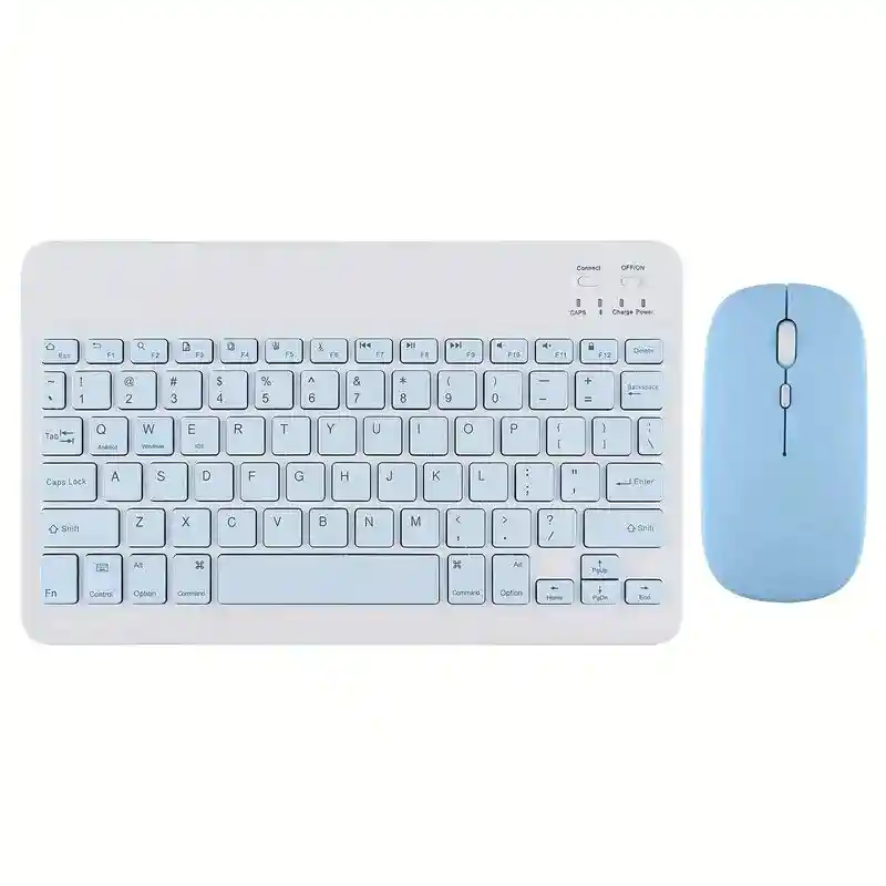 Pack Teclado + Mouse Bluetooth Electro Movil Color Celeste