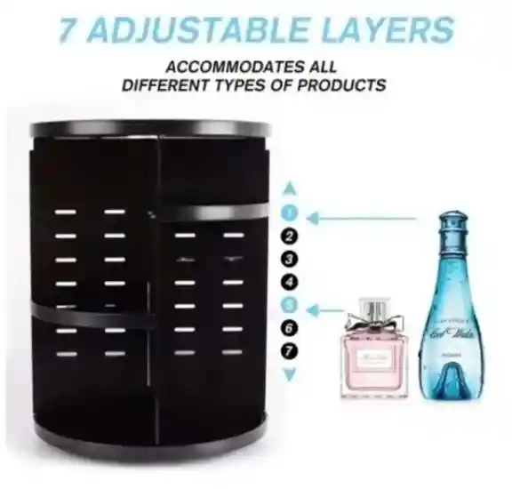 Organizador 360° Rotativo Maquillaje Cosmetiquero Negro