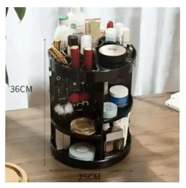 Organizador 360° Rotativo Maquillaje Cosmetiquero Negro