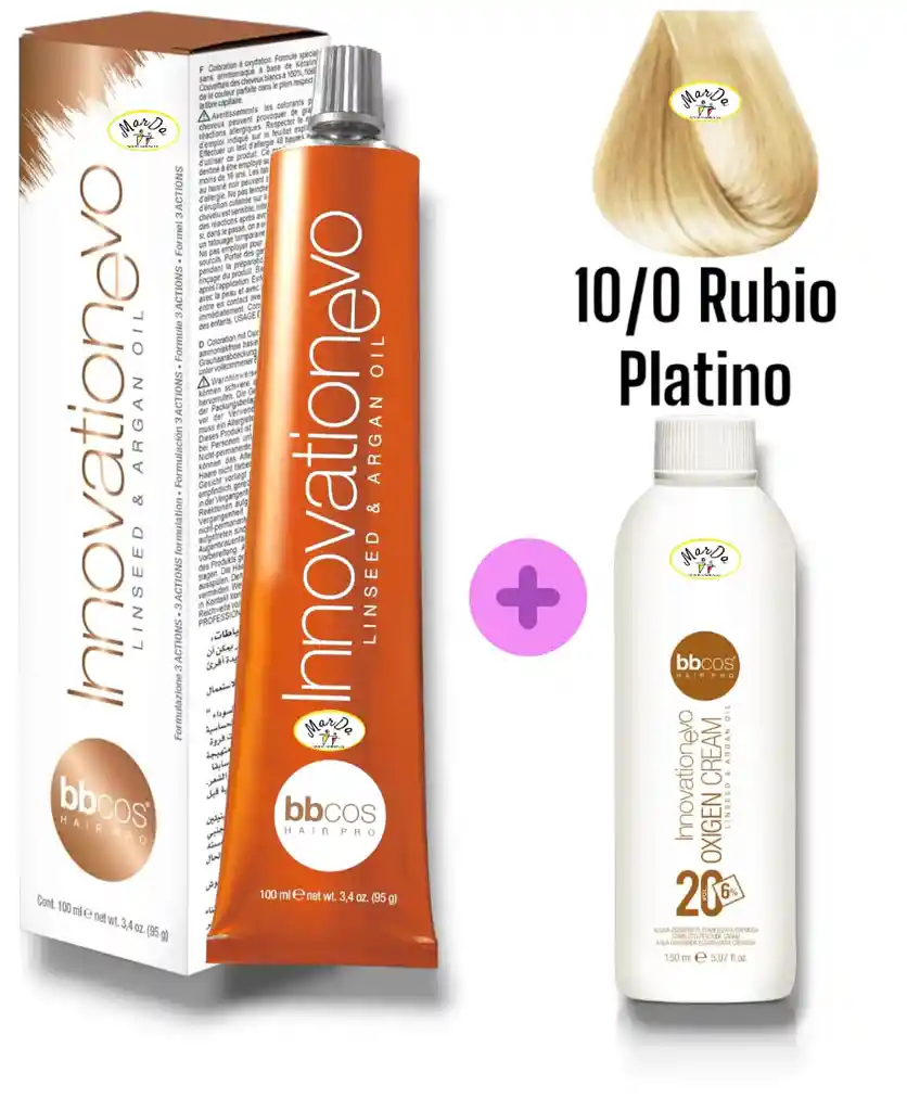 10/0 Rubio Platino Tintura Innovationevo 100 Ml + Agua Oxigenada 20 V Bbcos
