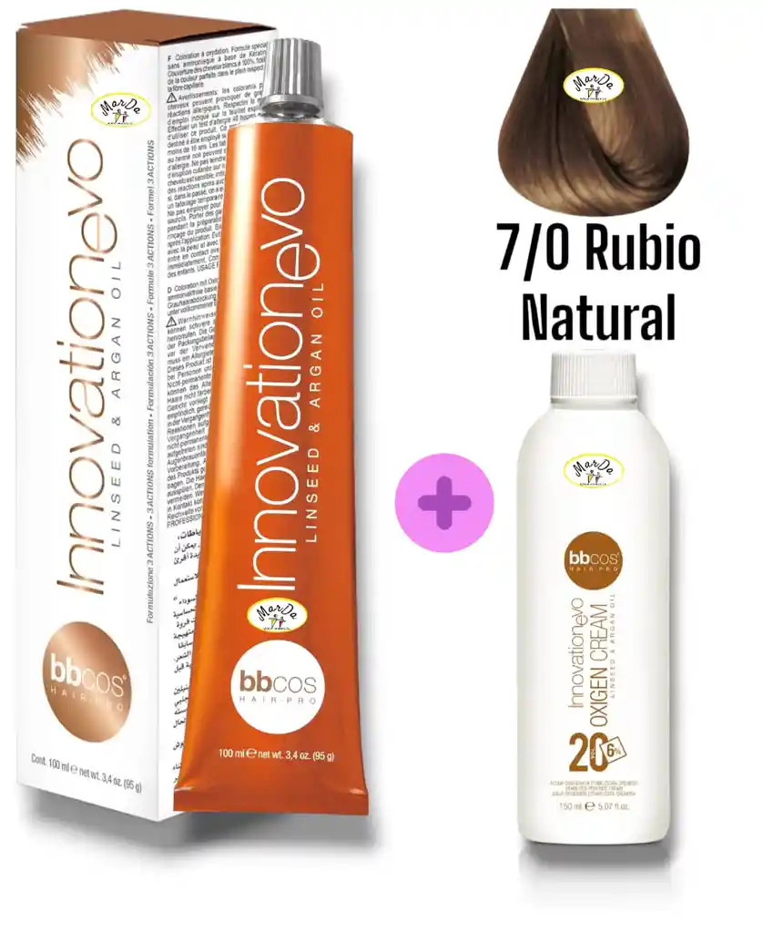 7/0 Rubio Natural Tintura Innovationevo 100 Ml + Agua Oxigenada 20 V Bbcos