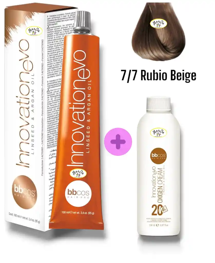 7/7 Rubio Beige Tintura Innovationevo 100 Ml + Agua Oxigenada 20 V Bbcos