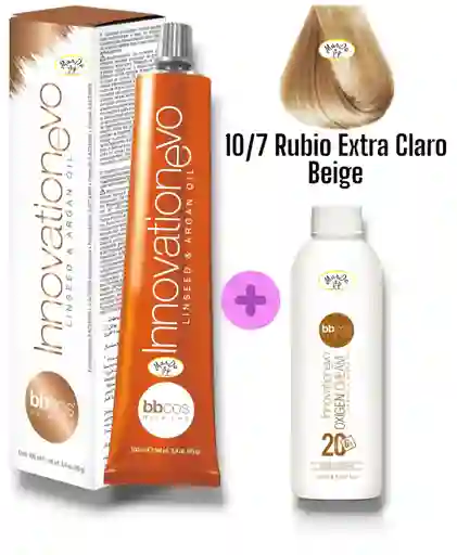 10/7 Rubio Extra Claro Beige Tintura Innovationevo 100 Ml + Agua Oxigenada 20 V Bbcos