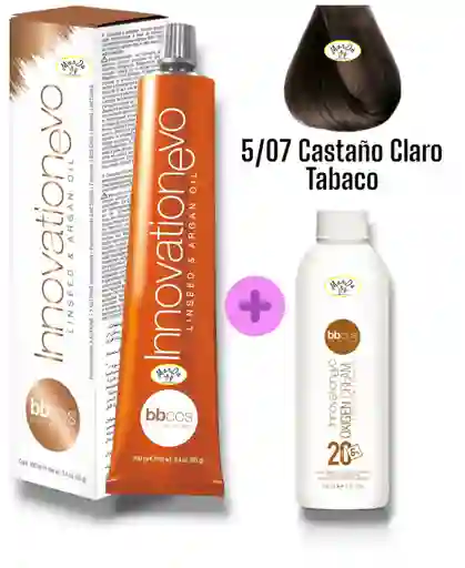 5/07 Castaño Claro Tabaco Tintura Innovationevo 100 Ml + Agua Oxigenada 20 V Bbcos