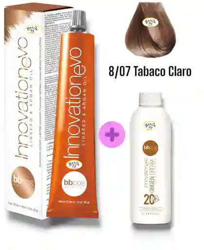 8/07 Tabaco Claro Tintura Innovationevo 100 Ml + Agua Oxigenada 20 V Bbcos