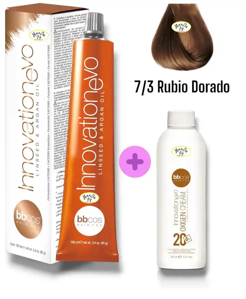 7/3 Rubio Dorado Tintura Innovationevo 100 Ml + Agua Oxigenada 20 V Bbcos