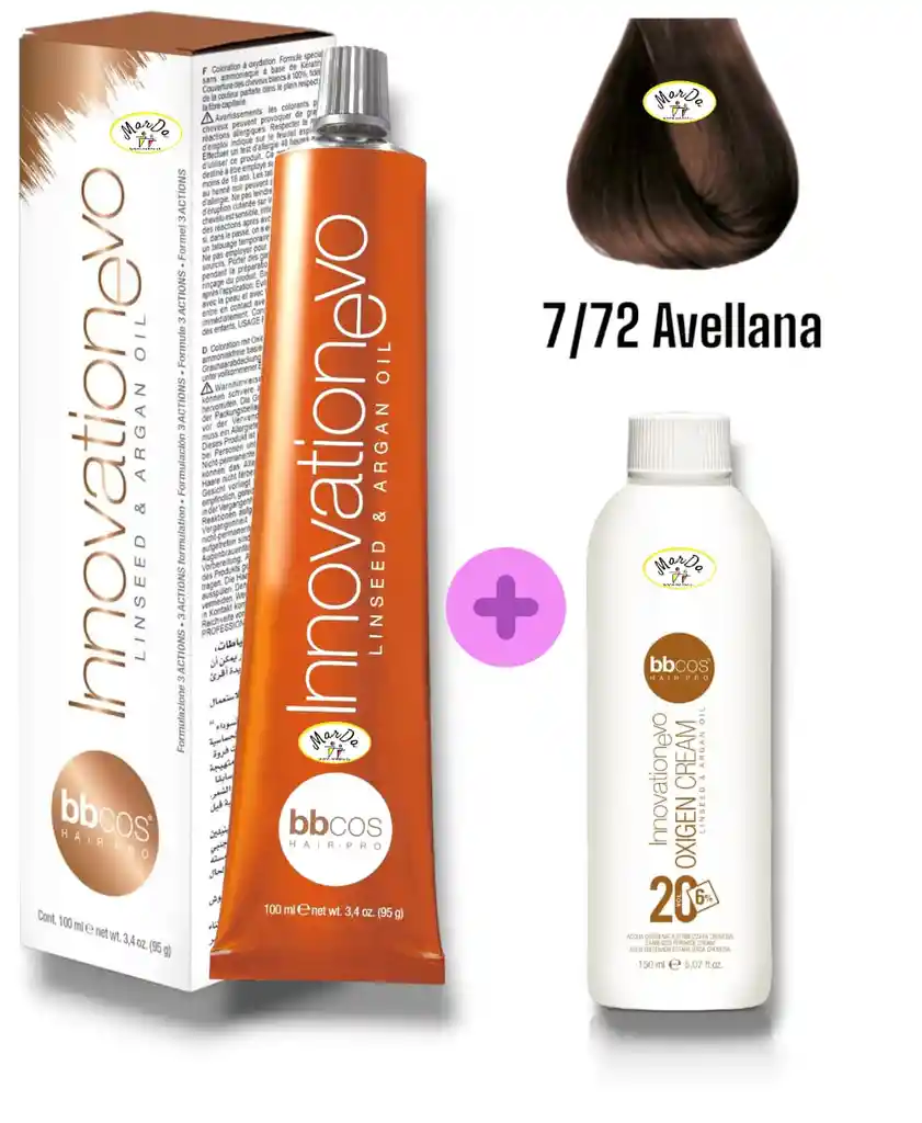 7/72 Avellana Tintura Innovationevo 100 Ml + Agua Oxigenada 20 V Bbcos