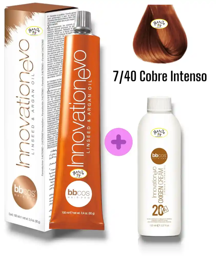 7/40 Cobre Intenso Tintura Innovationevo 100 Ml + Agua Oxigenada 20 V Bbcos