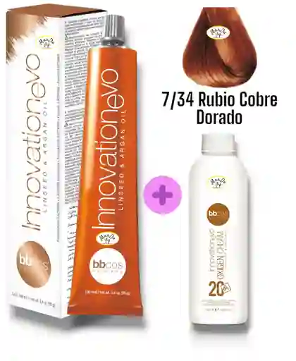 7/34 Rubio Cobre Dorado Tintura Innovationevo 100 Ml + Agua Oxigenada 20 V Bbcos