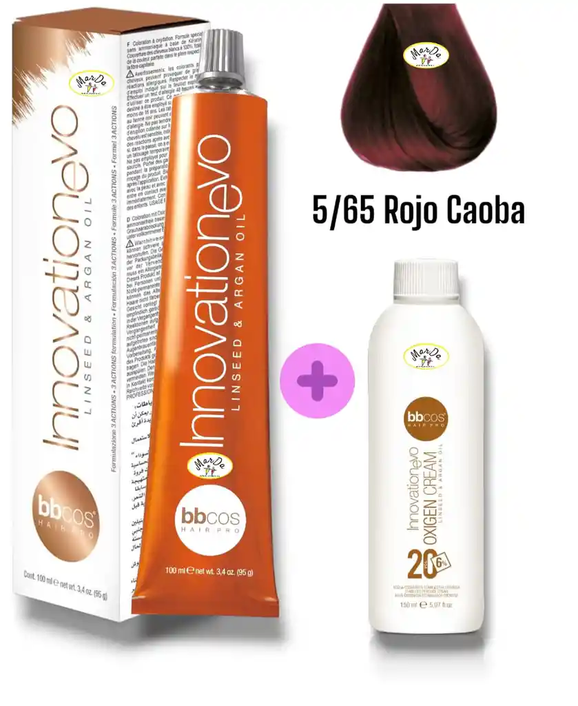 5/65 Rojo Caoba Tintura Innovationevo 100 Ml + Agua Oxigenada 20 V Bbcos