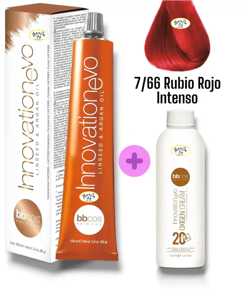 7/66 Rubio Rojo Intenso Tintura Innovationevo 100 Ml + Agua Oxigenada 20 V Bbcos