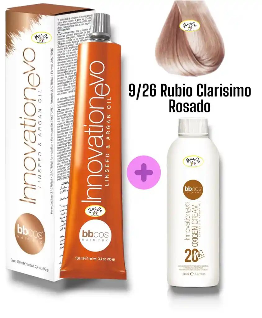 9/26 Rubio Clarisimo Rosado Tintura Innovationevo 100 Ml + Agua Oxigenada 20 V Bbcos