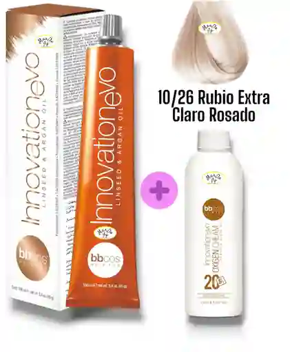 10/26 Rubio Extra Claro Rosado Tintura Innovationevo 100 Ml + Agua Oxigenada 20 V Bbcos