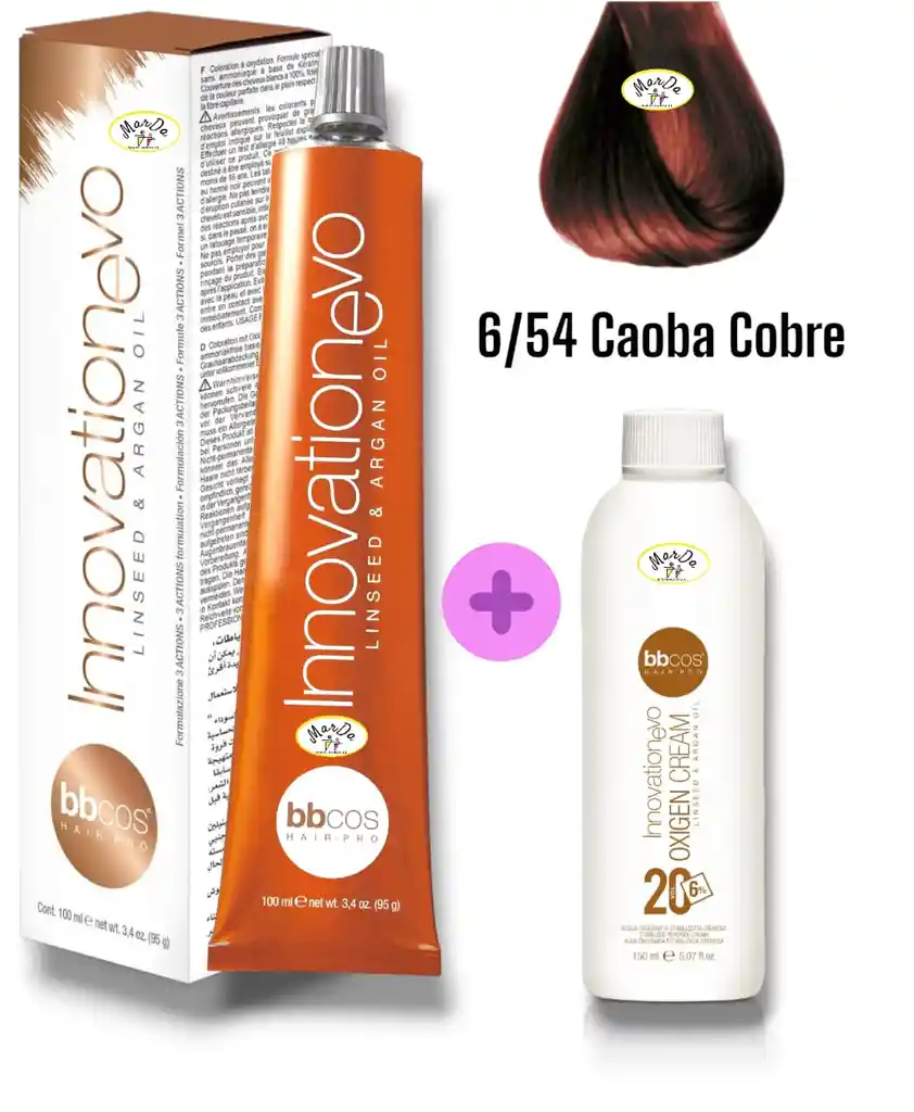 6/54 Caoba Cobre Tintura Innovationevo 100 Ml + Agua Oxigenada 20 V Bbcos