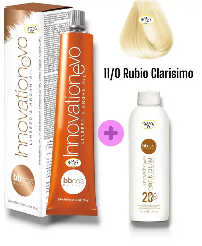 11/0 Rubio Clarisimo Tintura Innovationevo 100 Ml + Agua Oxigenada 20 V Bbcos