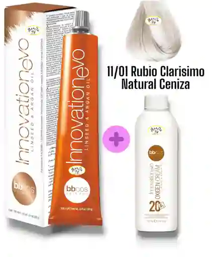11/01 Rubio Clarisimo Natural Ceniza Tintura Innovationevo 100 Ml + Agua Oxigenada 20 V Bbcos
