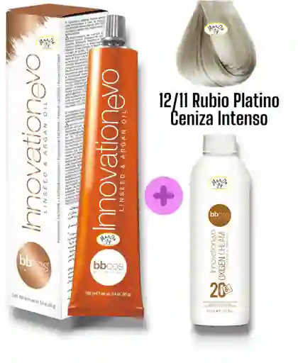 12/11 Rubio Platino Ceniza Intenso Tintura Innovationevo 100 Ml + Agua Oxigenada 20 V Bbcos