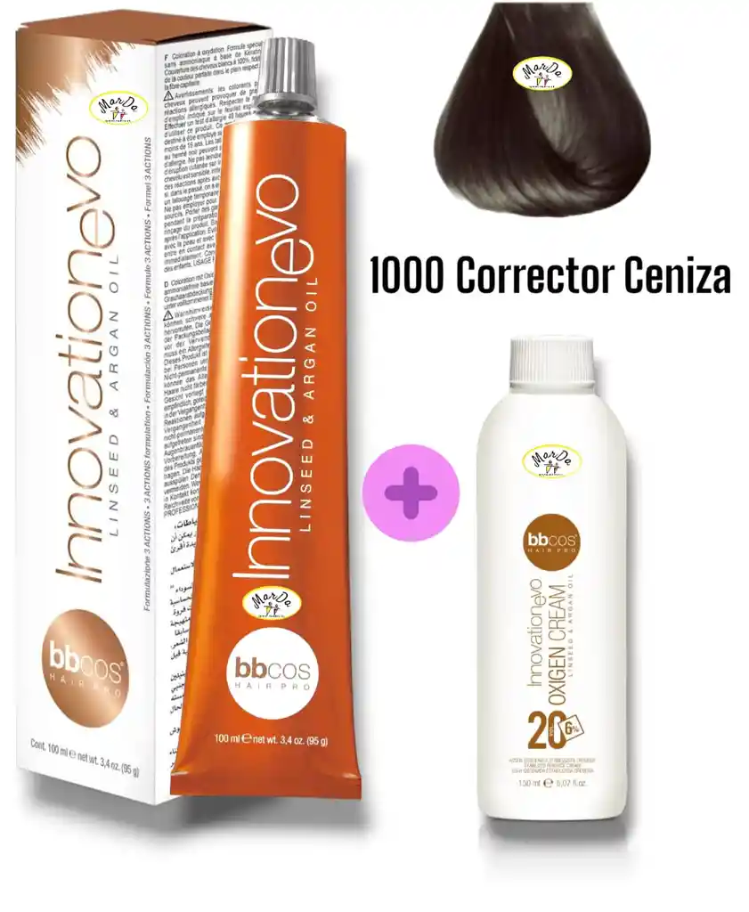 1000 Corrector Tintura Innovationevo 100 Ml + Agua Oxigenada 20 V Bbcos