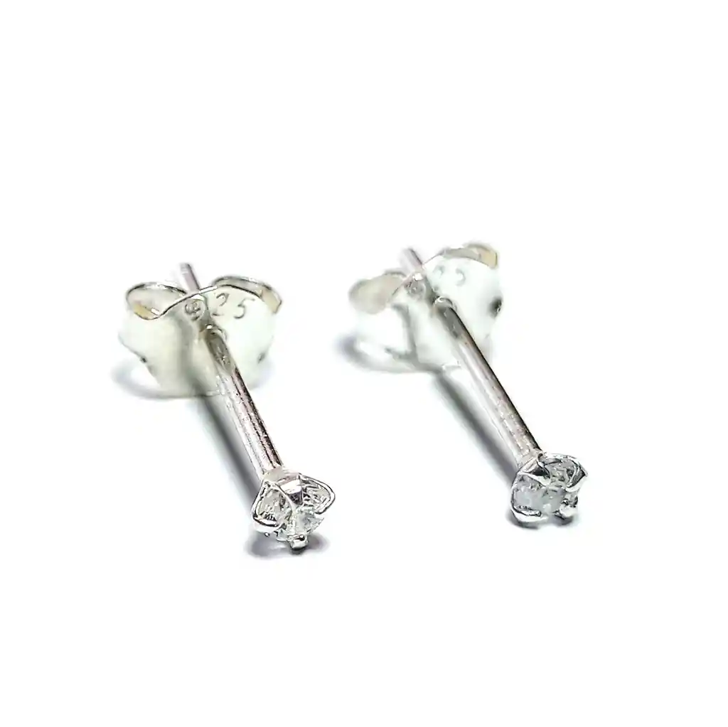 Aros Circón Blanco Grifas 2mm Plata Fina 925