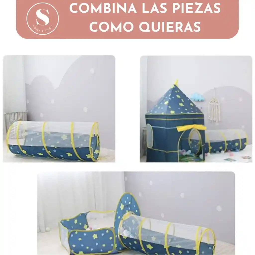 Carpa Castillo Con Tunel Azul