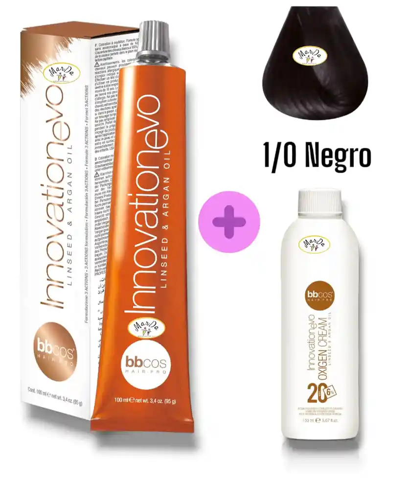 1/0 Negro Tintura Innovationevo 100 Ml + Agua Oxigenada 20 V Bbcos