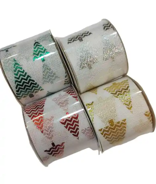 Cinta Genero Navidad Con Foil 4cm X 2.8mts