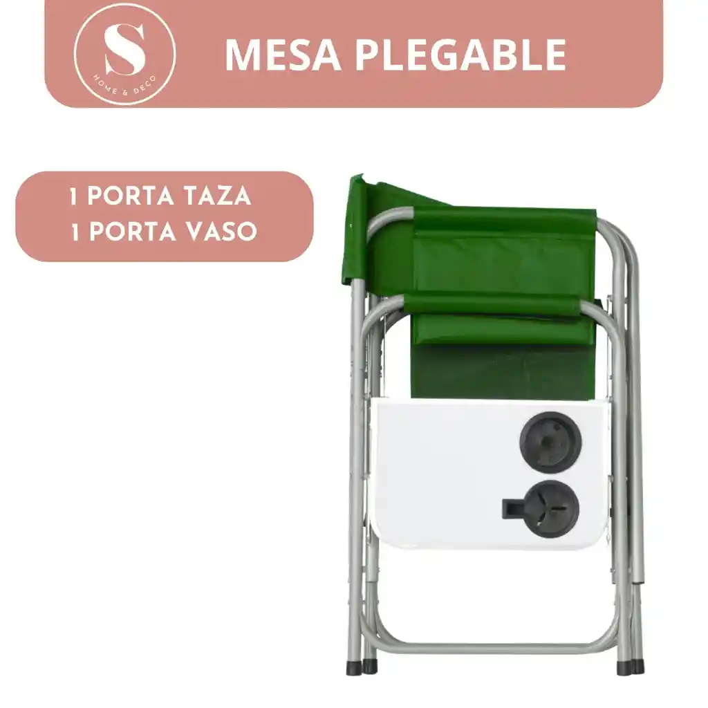 Silla Camping Con Mesa Verde