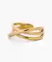 Anillo Acero Inoxidable Ajustable Cruzado Dorado 7 Lounge