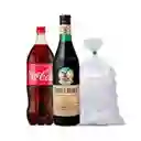 Fernet 1 Lt + Coca Cola 1,5 Lt + 2 Kg Hielo