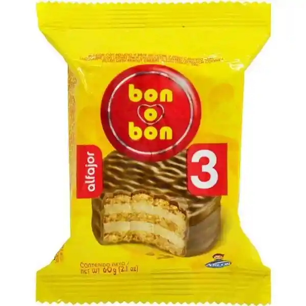 Bon O Bon Alfajor De Chocolate De 3 Capas 60 G