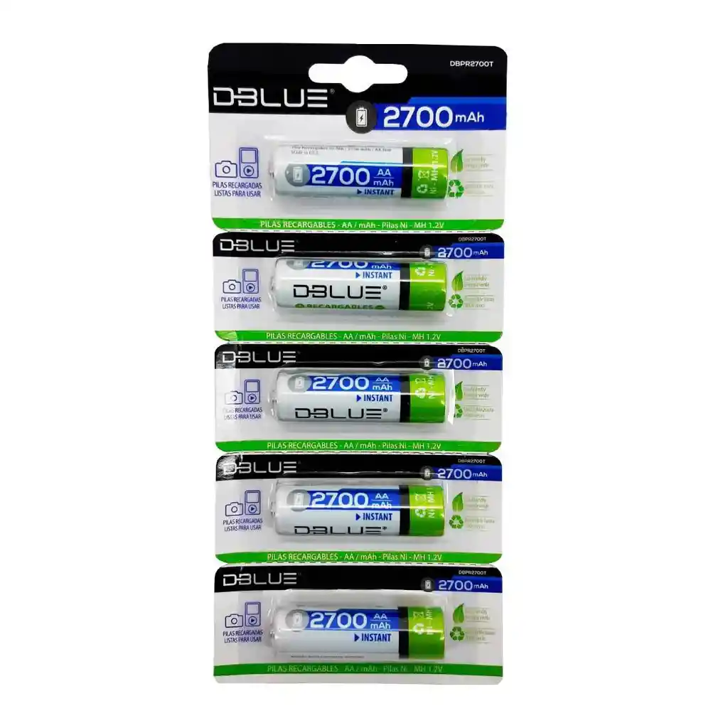 Pack 5 Pilas Recargables Aa Dblue 2700mha