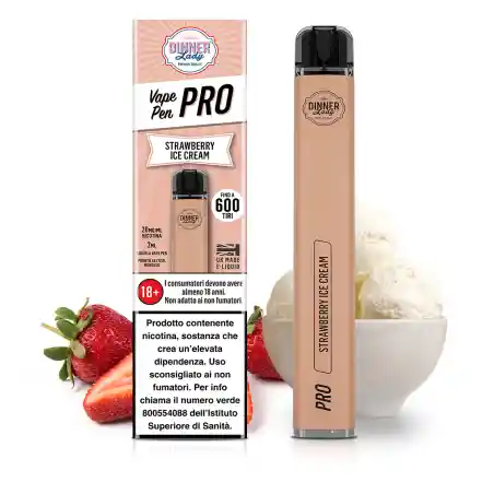 Vaporizador Desechable Strawberry Ice Cream 0% Nicotina Dinner Lady 600 Puff