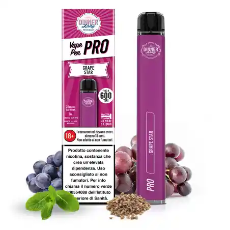 Vaporizador Desechable Grape Star 0% Nicotina Dinner Lady 600 Puff