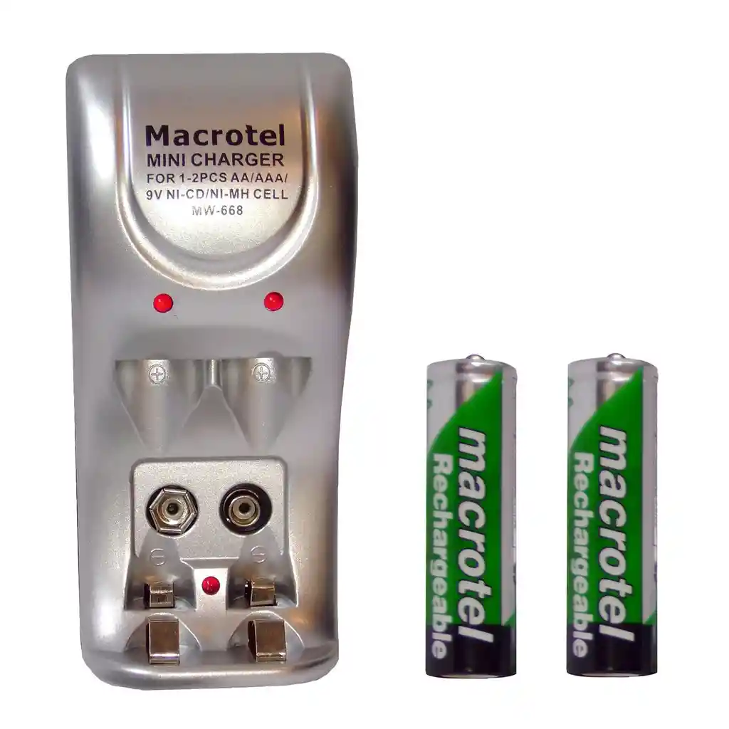 Cargador Pilas Macrotel + 2 Pilas Aa 2500mha