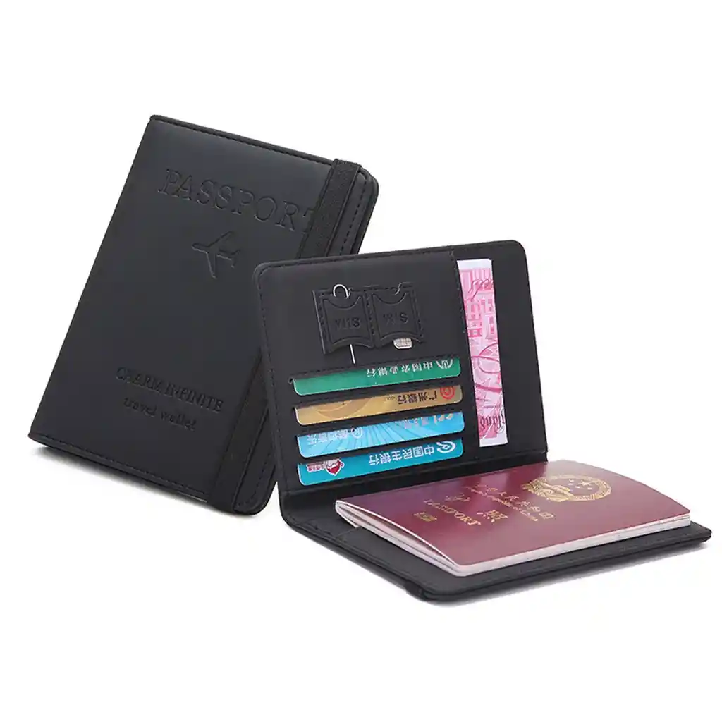 Estuche Porta Pasaporte Funda Protectora Rfid Negro