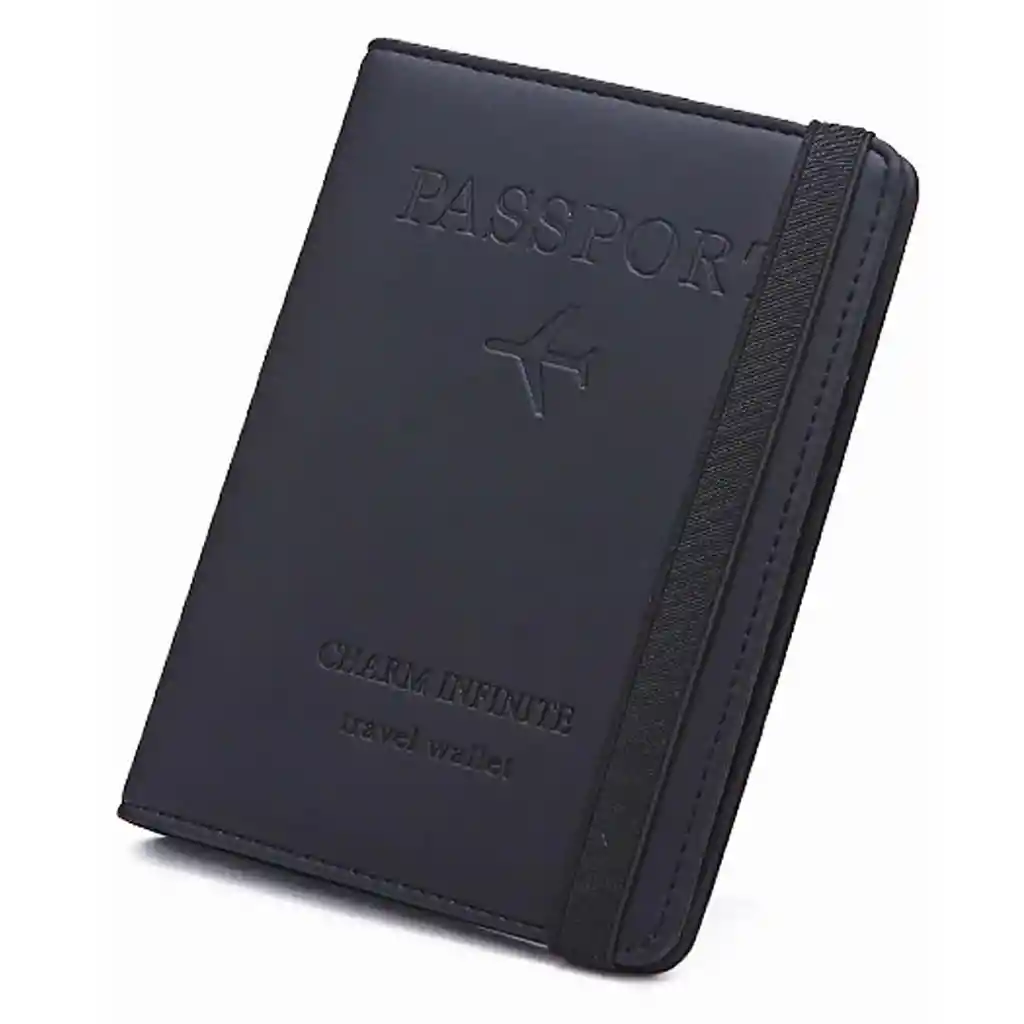 Estuche Porta Pasaporte Funda Protectora Rfid Negro