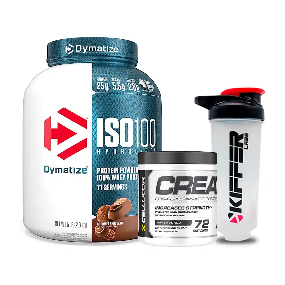 Pack Iso 100 Dymatize + Creatina Cellucor + Shaker Gratis