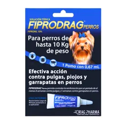 Pipeta Fiprodrag Para Perros, De Hasta 10 Kg.