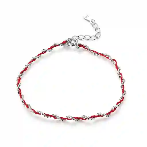 Pulsera Plata 925 Hilo Rojo Bolitas