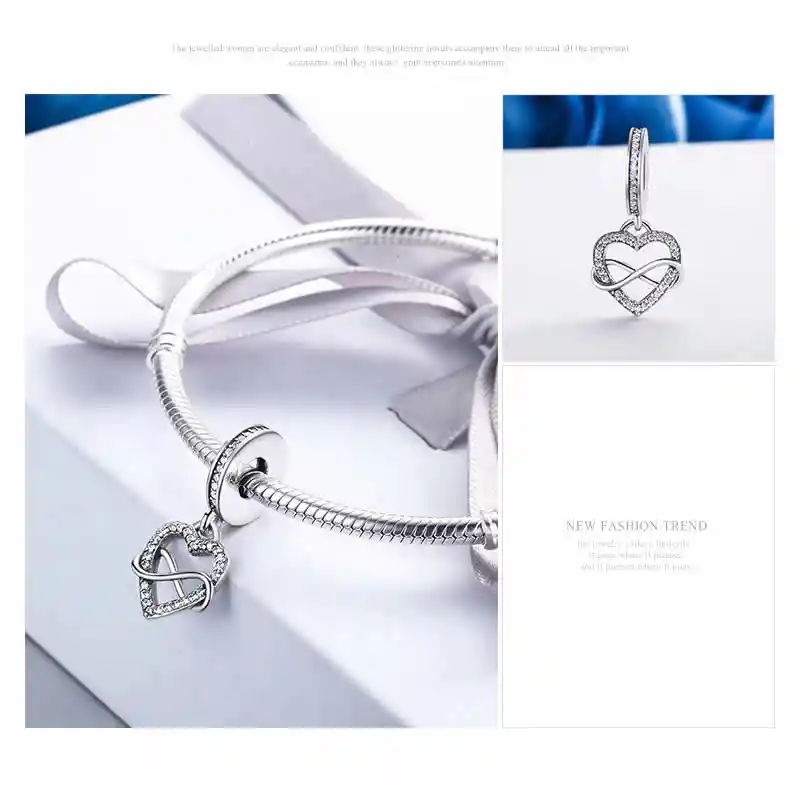 Charm Dije Plata 925 Corazon Infinito