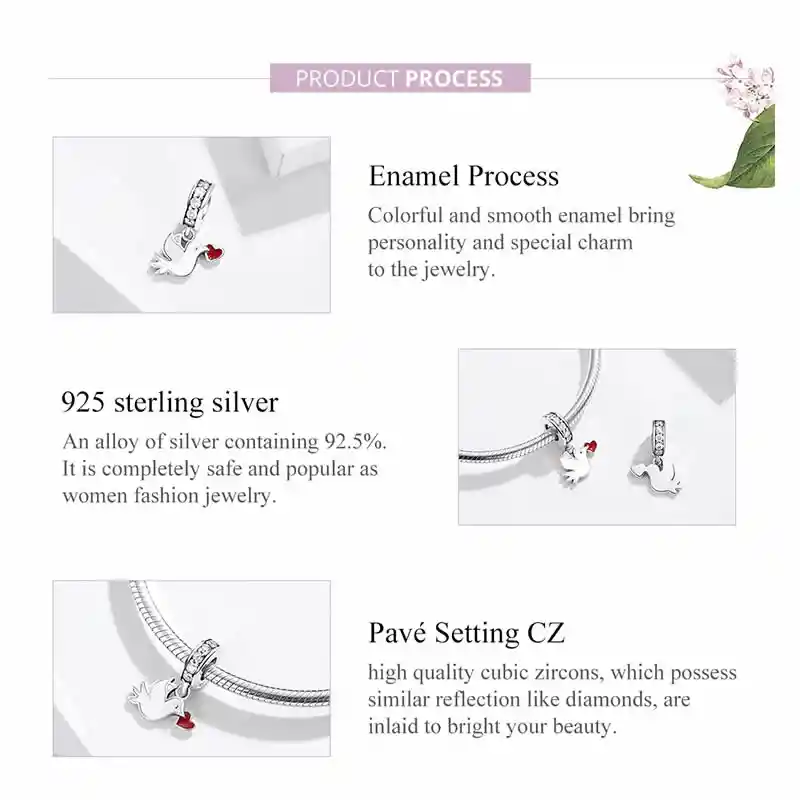 Charm Dije Plata 925 Paloma Blanca